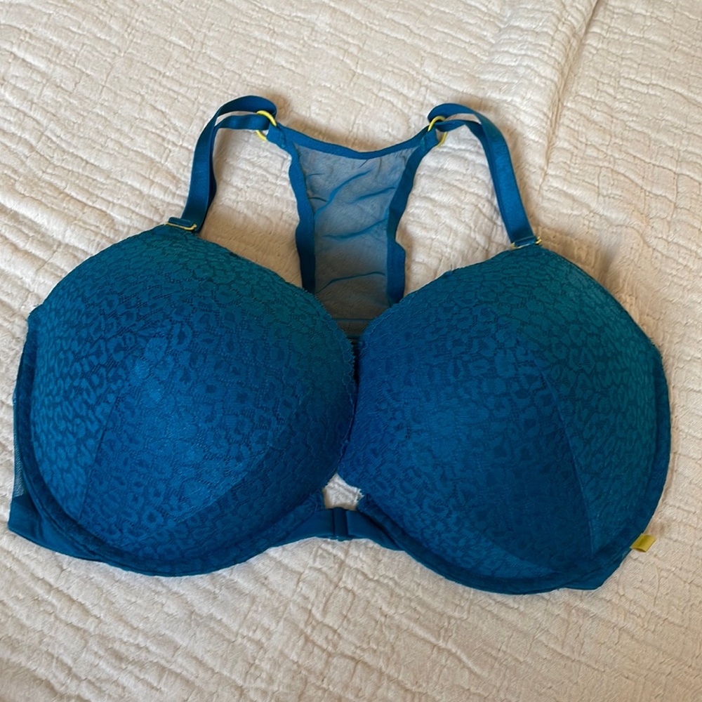 Victoria Secret Racerback Push Up Front Close Bra in Teal 38DD